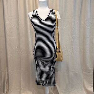 #2 New Navy/white stripe midi dress | Small